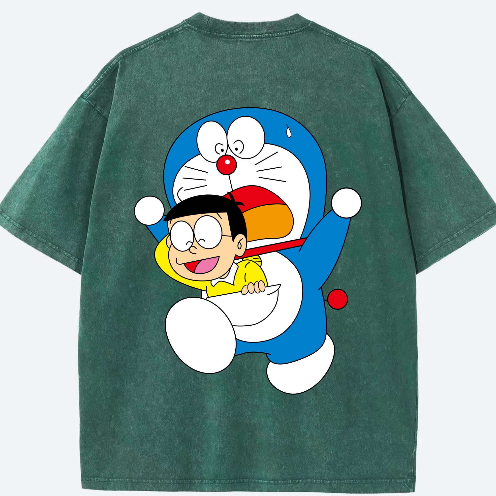 （画像用） ドラえもん Doraemon 綿100% ヴィンテージ風 半袖Tシャツ（背面プリント）